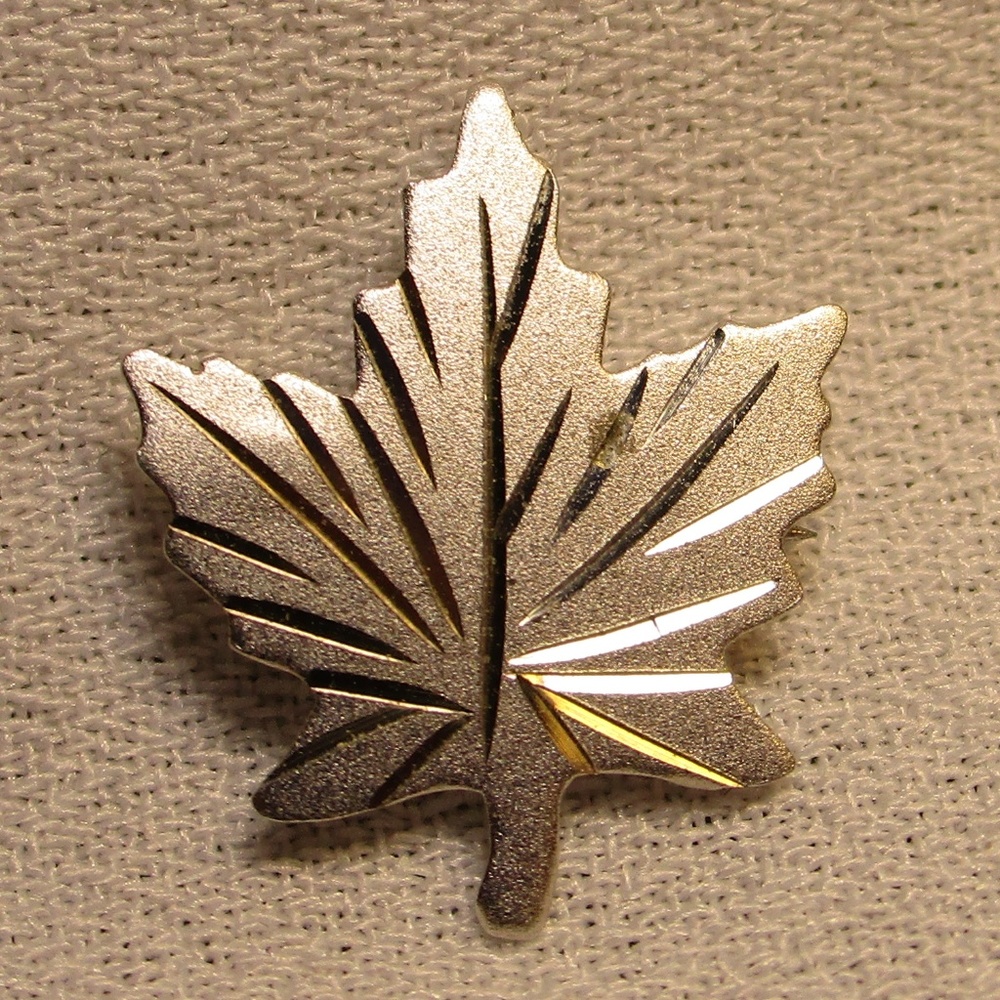 Simple Brushed Silver/Gold Maple Leaf Lapel Pin